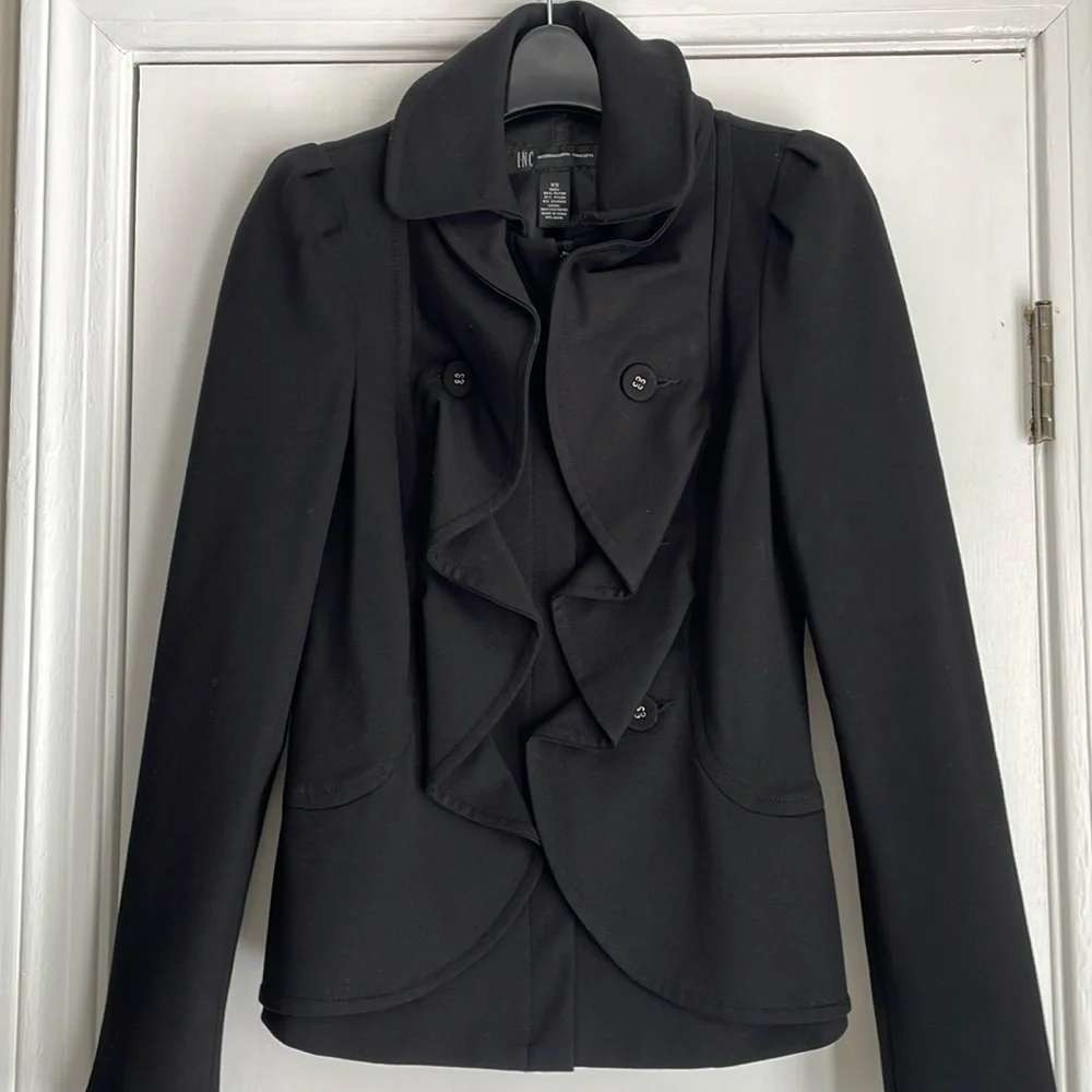 Ruffle Front Jacket Womens Puff Sleeve XS Whimsigoth Regal Dark Romantic Witchy
